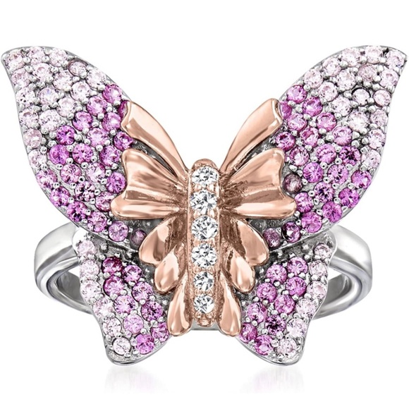 18k Pink Sapphire Diamond Butterfly Ring